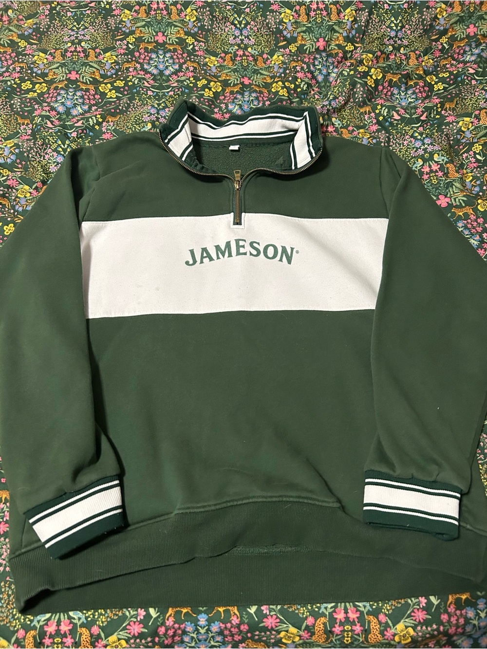 Jameson Green Half-Zip Sweatshirt with White Chest Panel